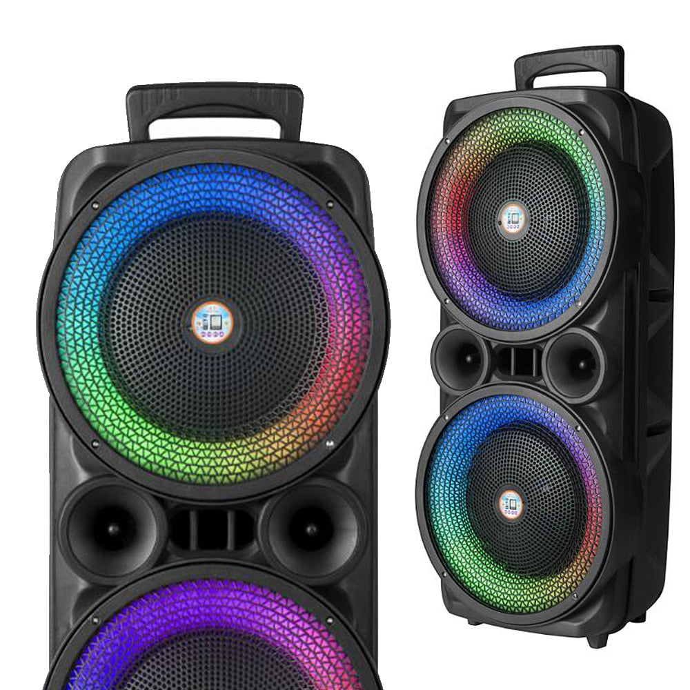 Soundbox 2 x 8" - LED-belysning, mikrofon og fjernkontroll | Skanto