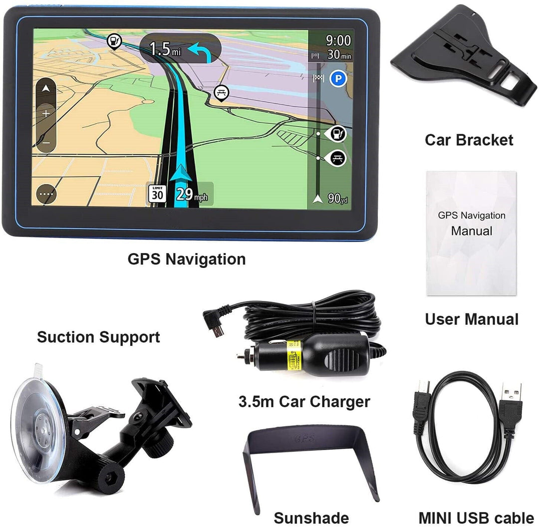 Skanto | 7" GPS Navigasjonssystem | Oppgradert med sanntids trafikkoppdateringer & forhåndslastede kart for Storbritannia & EU for biler og lastebiler