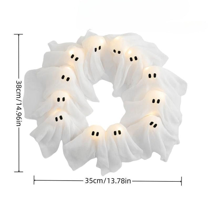 Skanto | SPOOKGLOW – LED Spøkelseskrans med 12 Opplyste Ånder