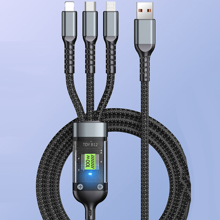 Skanto | Gjennomsiktig lysende 3-i-1 superrask ladekabel