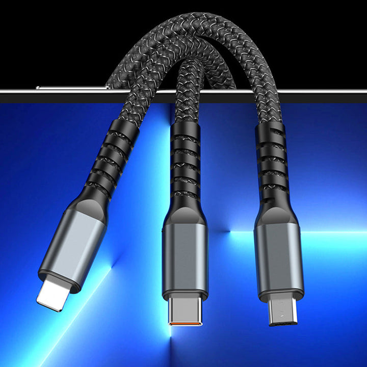 Skanto | Gjennomsiktig lysende 3-i-1 superrask ladekabel