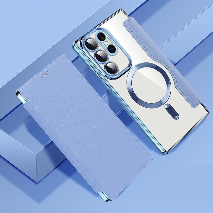 Ny lærstrukturert flip-telefonveske for Samsung