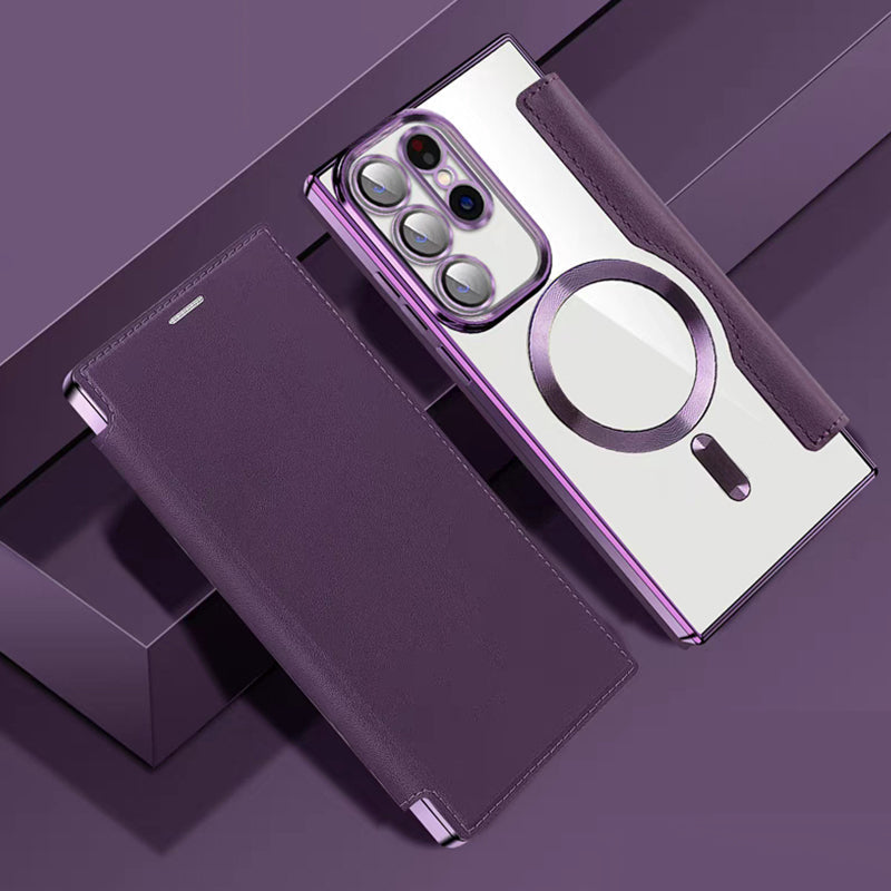Ny lærstrukturert flip-telefonveske for Samsung