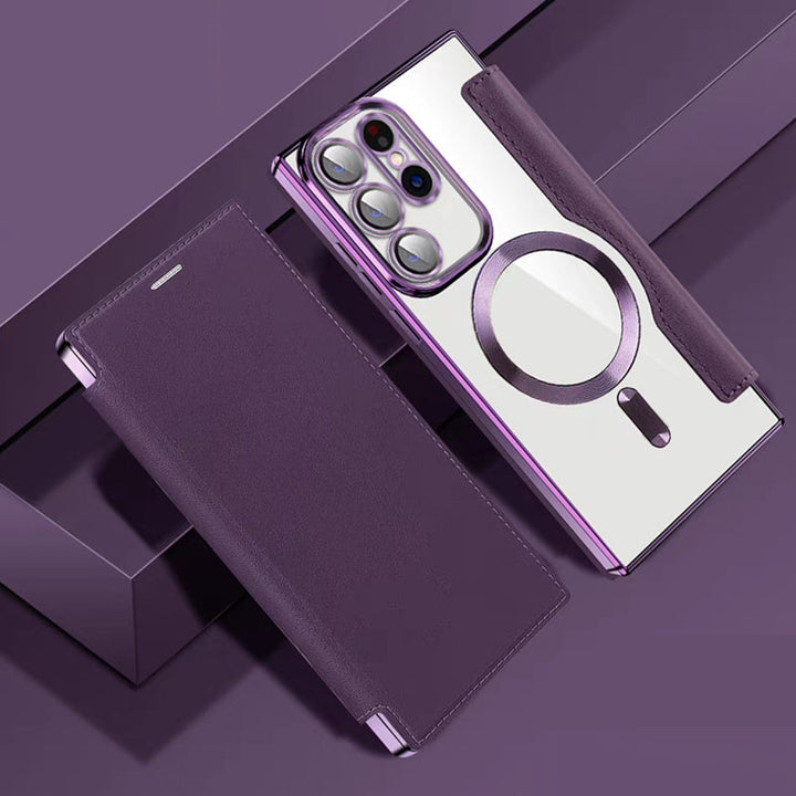 Ny lærstrukturert flip-telefonveske for Samsung