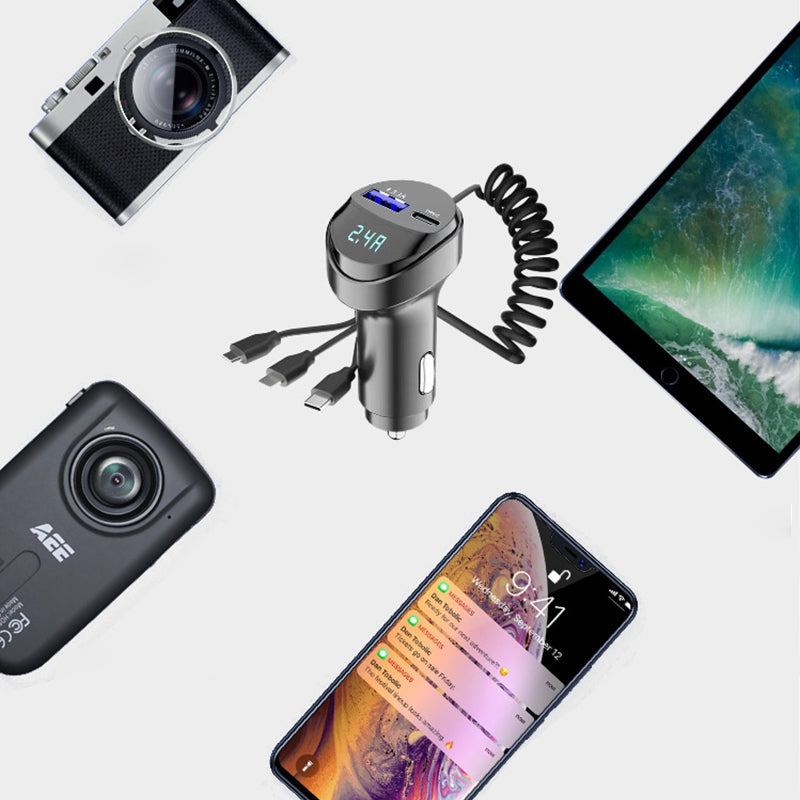 Skanto | Hurtiglading biladapter med 3-i-1 ladekabel