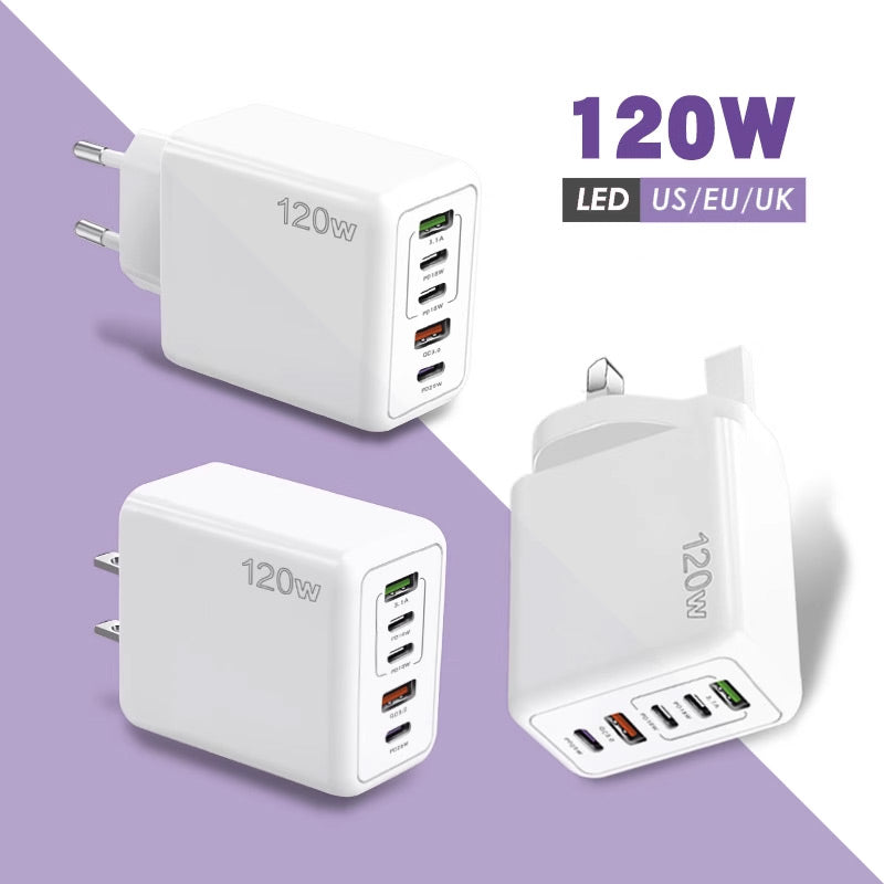 Skanto | 120W Hurtiglader med 5 porter⚡