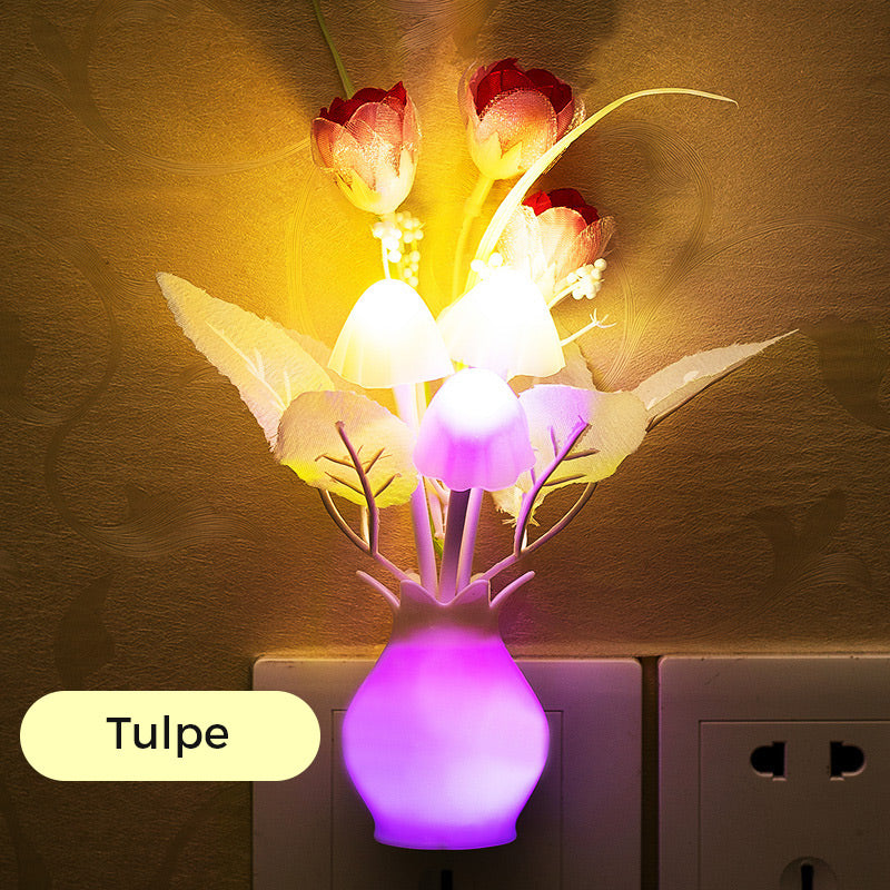 Skanto | LED-nattlampe i form av simulerte blomster med intelligent styring for soverommet