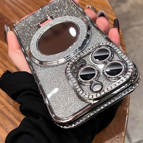 Skanto | Telefonveske med Speil Magnetisk Stativ Glitter