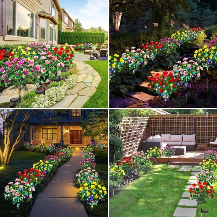 Skanto | Solcellelampe med simulert azalea blomster og jordspett