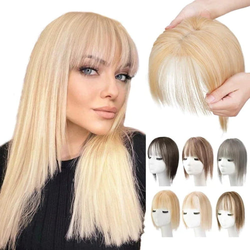 Skanto | Naturlig Hårstykke med Bangs for Kvinner