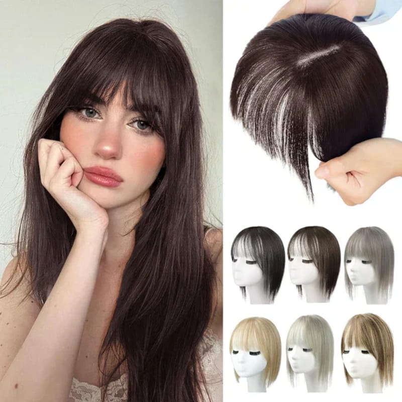 Skanto | Naturlig Hårstykke med Bangs for Kvinner