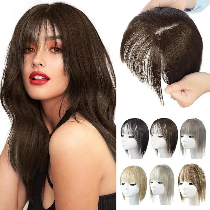 Skanto | Naturlig Hårstykke med Bangs for Kvinner