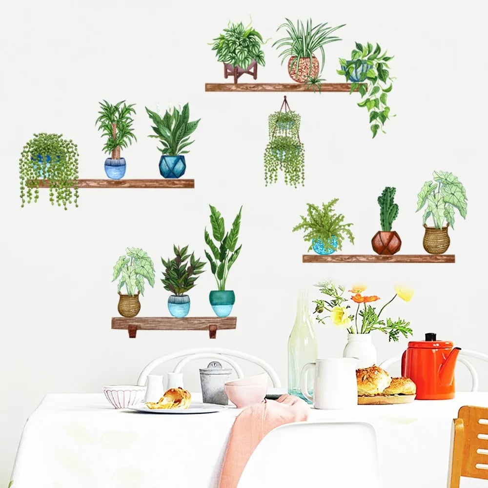 Skanto | 🌵3D-veggklistremerke med grønn plante