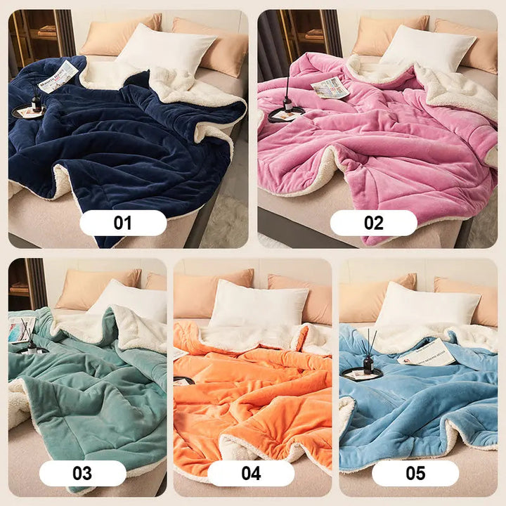 Skanto | HugLuxe Reversibel Teppe – Velur & Lammeull for Alle Årstider