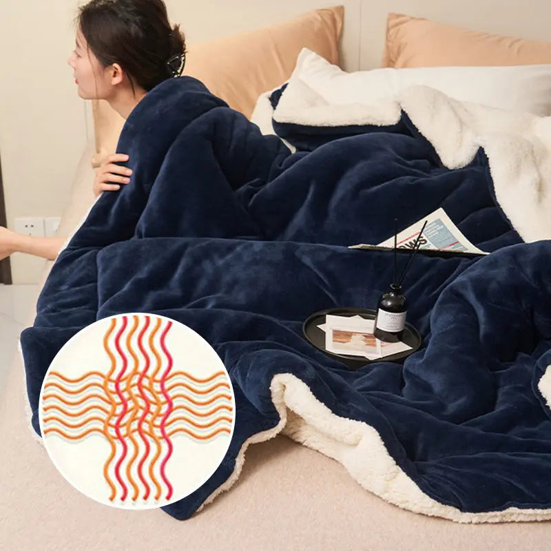 Skanto | HugLuxe Reversibel Teppe – Velur & Lammeull for Alle Årstider