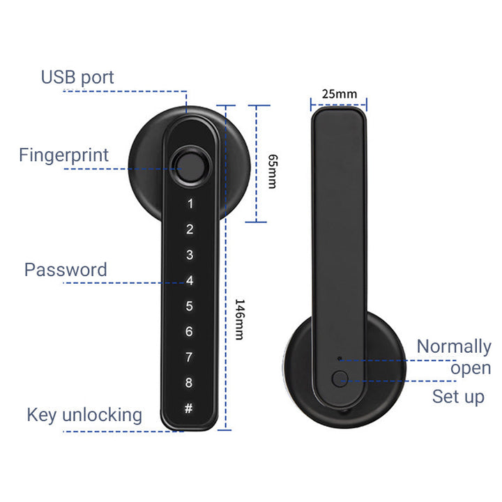 Skanto | Fingeravtrykk Smart dørhåndtak med Bluetooth APP-kontroll