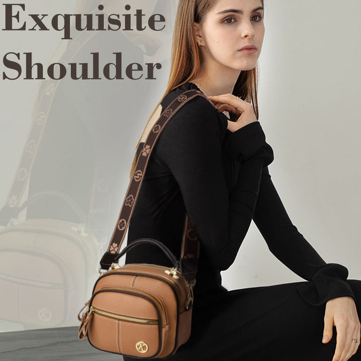 Skanto | Klassisk flerroms justerbar bred stropp PU-skinn Crossbody-veske