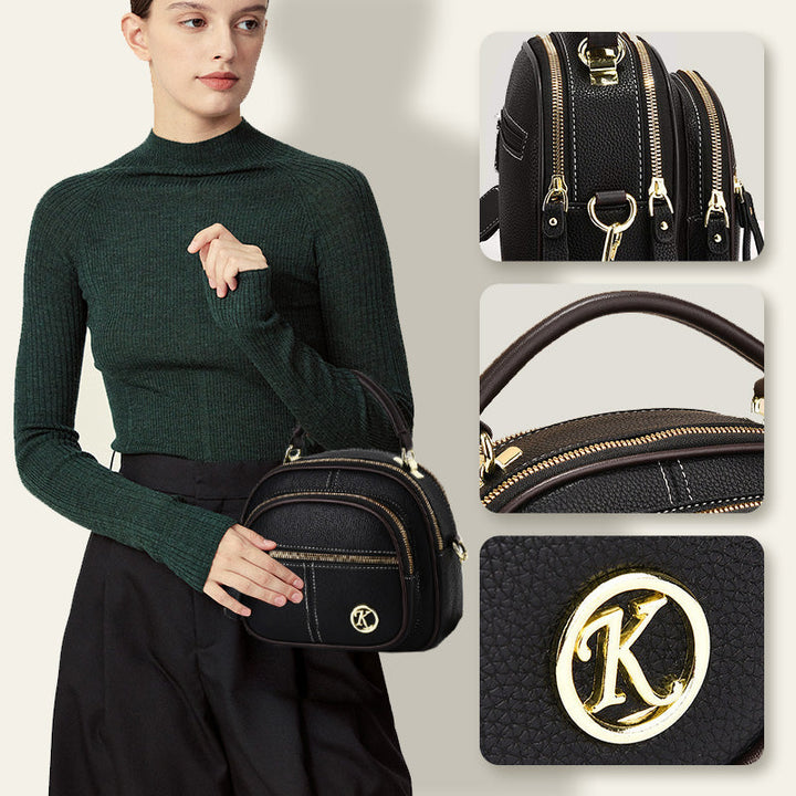 Skanto | Klassisk flerroms justerbar bred stropp PU-skinn Crossbody-veske