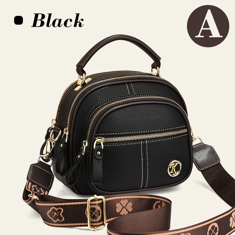Skanto | Klassisk flerroms justerbar bred stropp PU-skinn Crossbody-veske