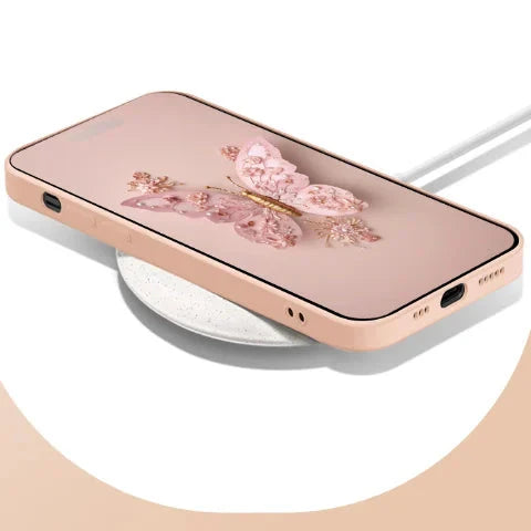 Skanto | Flatt 3D-glassetui med sommerfugl mønster til iPhone