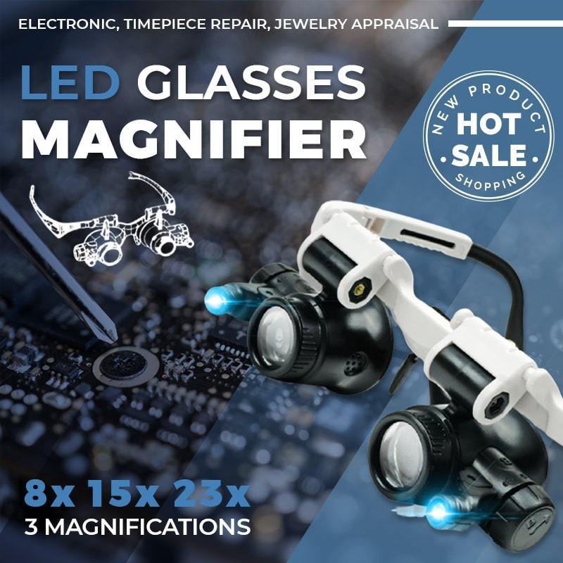 Skanto | LED-briller med forstørrelsesglass (8x 15x 23x)