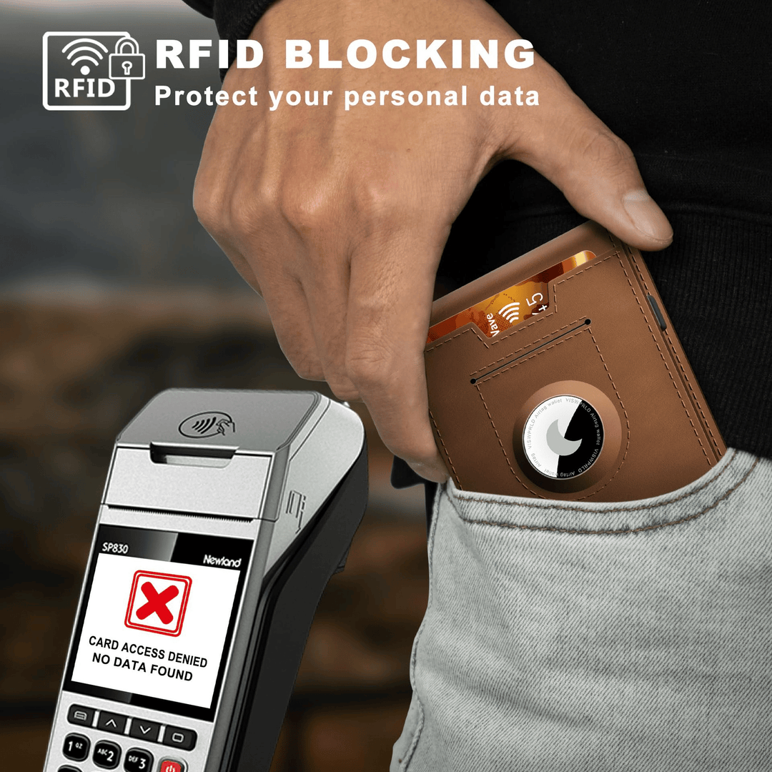 Skanto | 🔥Pop Up aluminiumsveske Pengeklips Slim Leather Slots Kredittkortholdere RFID Blocking Bifold Minimalist Wallet