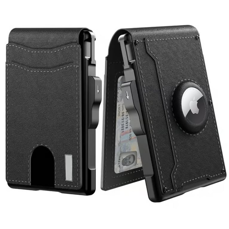 Skanto | 🔥Pop Up aluminiumsveske Pengeklips Slim Leather Slots Kredittkortholdere RFID Blocking Bifold Minimalist Wallet