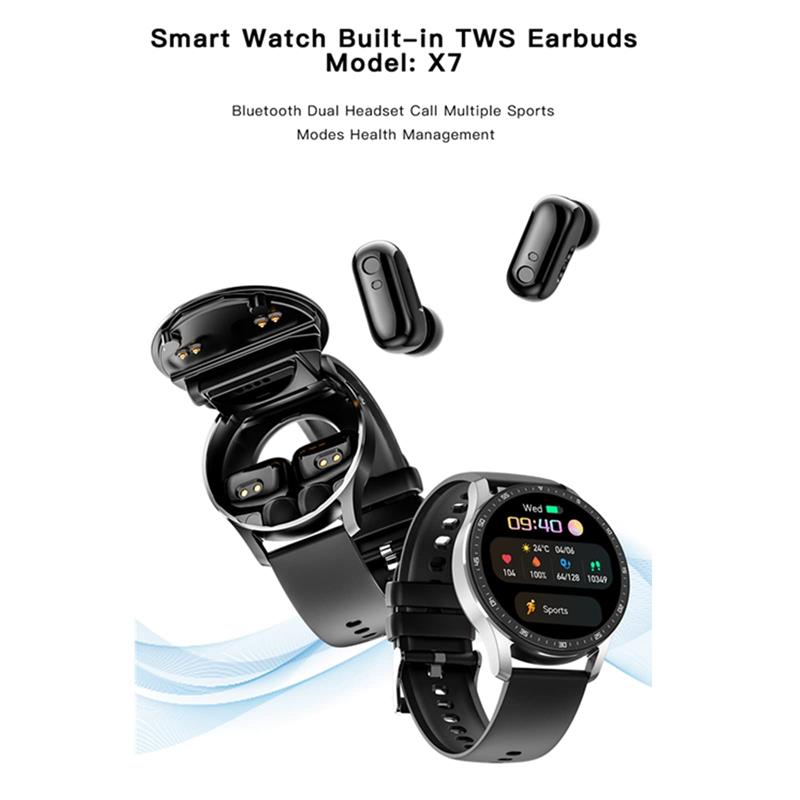 2-i-1 Smartklokke med integrerte hodetelefoner | Skanto