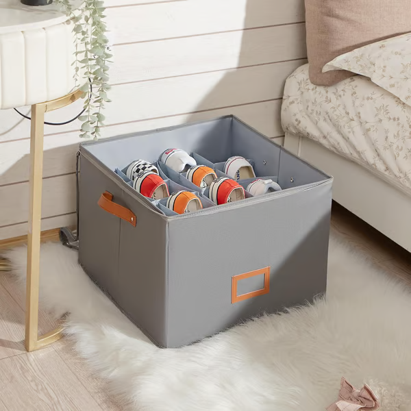 Brettbar skoeske laget av stoff med lokk | Skanto