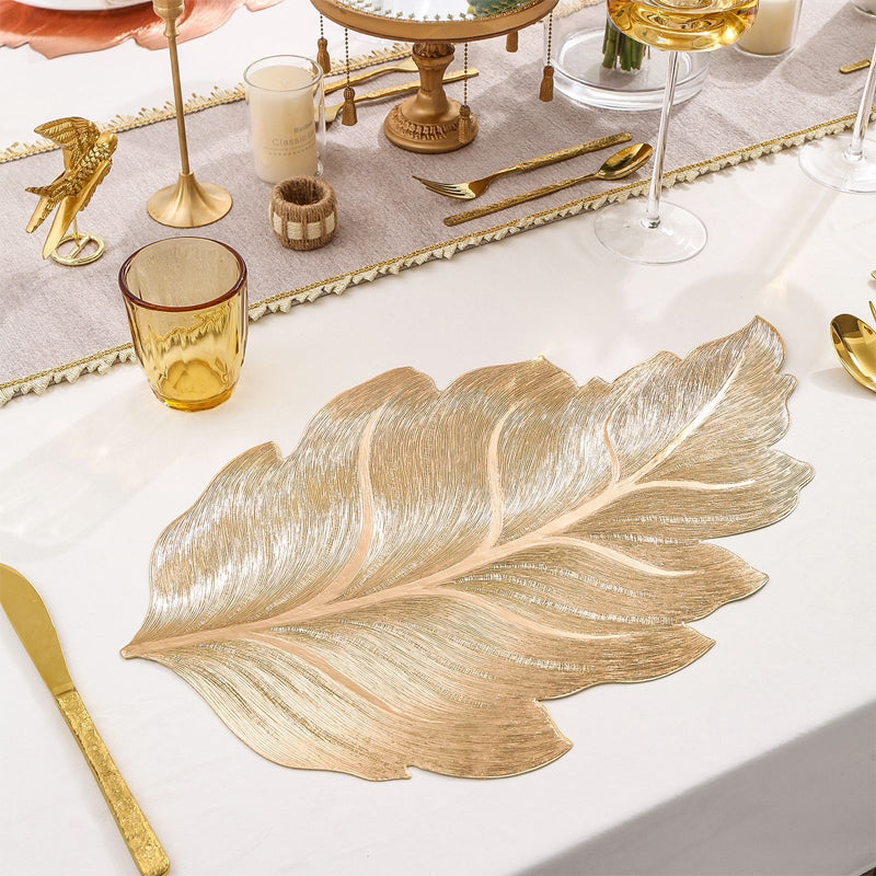 Skanto | Gold Leaf Luksus Bordsmatte – 3D Elegant Bordmatte laget av PVC
