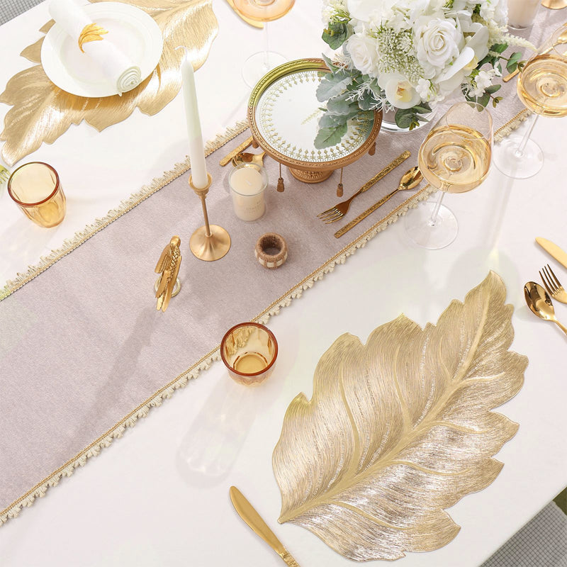 Skanto | Gold Leaf Luksus Bordsmatte – 3D Elegant Bordmatte laget av PVC