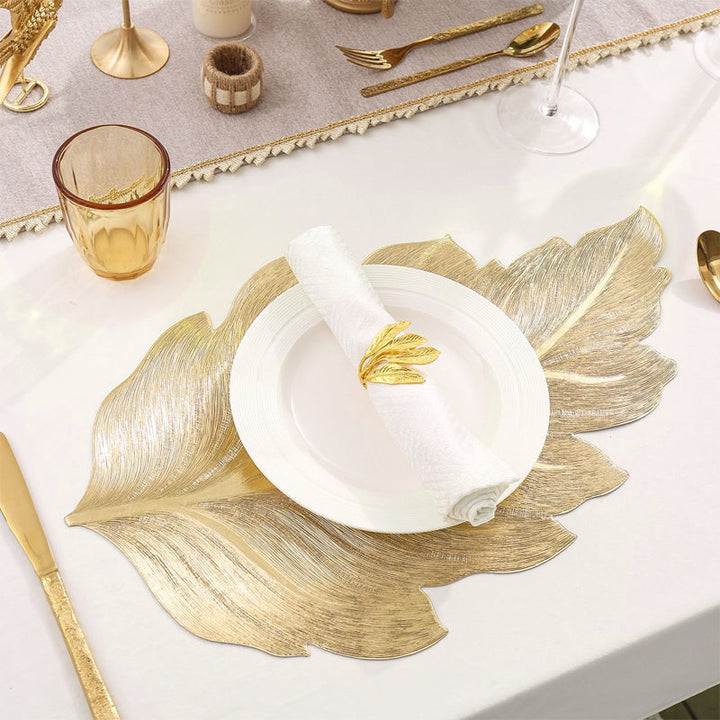 Skanto | Gold Leaf Luksus Bordsmatte – 3D Elegant Bordmatte laget av PVC