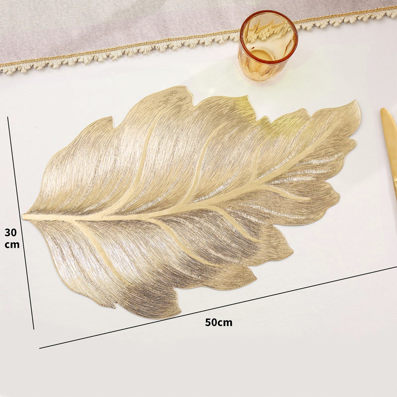 Gold Leaf Luxury Bordskåner – 3D Elegant Bordmatte laget av PVC | Skanto