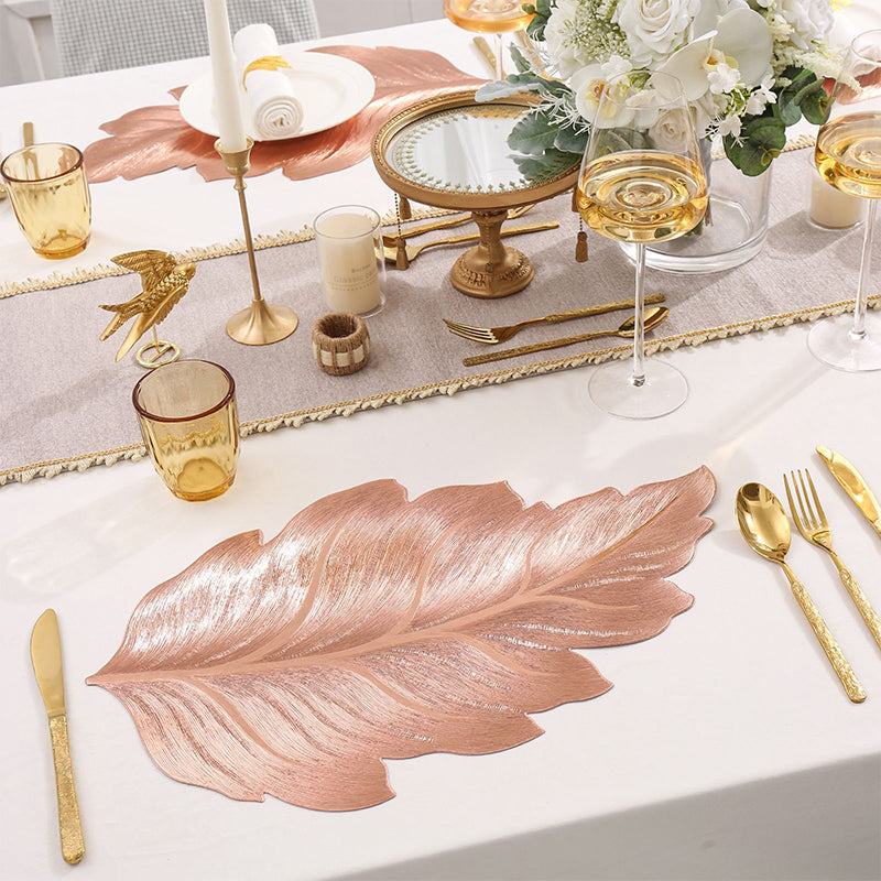 Skanto | Gold Leaf Luksus Bordsmatte – 3D Elegant Bordmatte laget av PVC