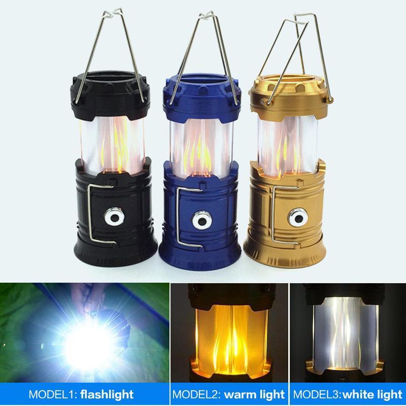 3-i-1 LED campinglampe med flimrende flamme | Skanto