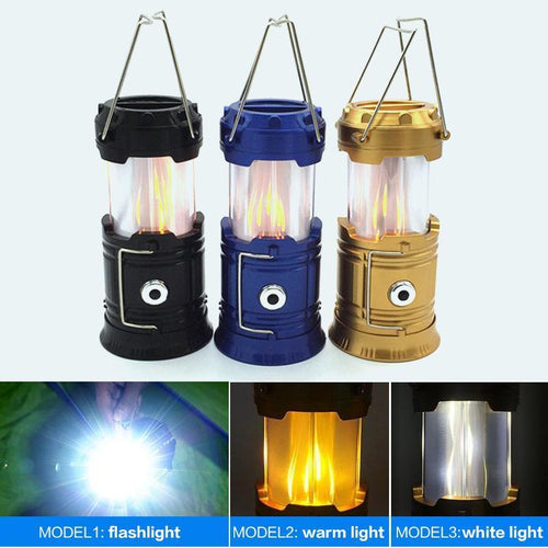 3-i-1 LED campinglampe med flimrende flamme | Skanto