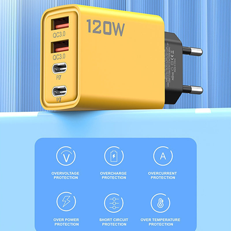 120W USB hurtiglader med 4 porter | Skanto