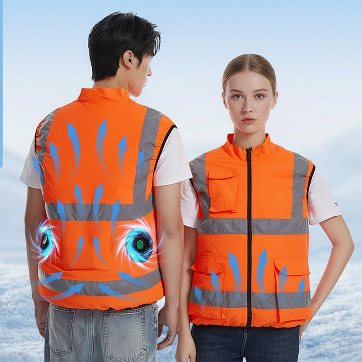 Kjølevest med vifter og reflekterende striper | Skanto