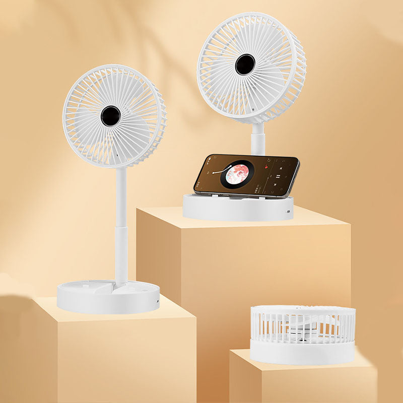 Oppladbar, sammenleggbar USB-teleskopvifte – stille, 180° justerbar, 4 hastighetsnivåer, bærbar ✨ | Skanto