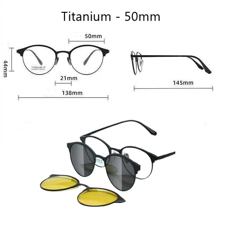 Skanto | Ren titanium magnetiske clip-on briller