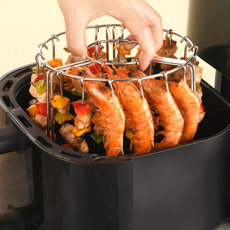 Rustfritt Stål Luftfrityrkebabstativ Vertikalt Hengende Spydgrill | Skanto