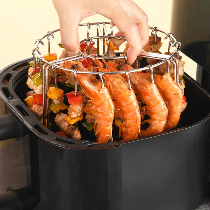 Rustfritt Stål Luftfrityrkebabstativ Vertikalt Hengende Spydgrill | Skanto