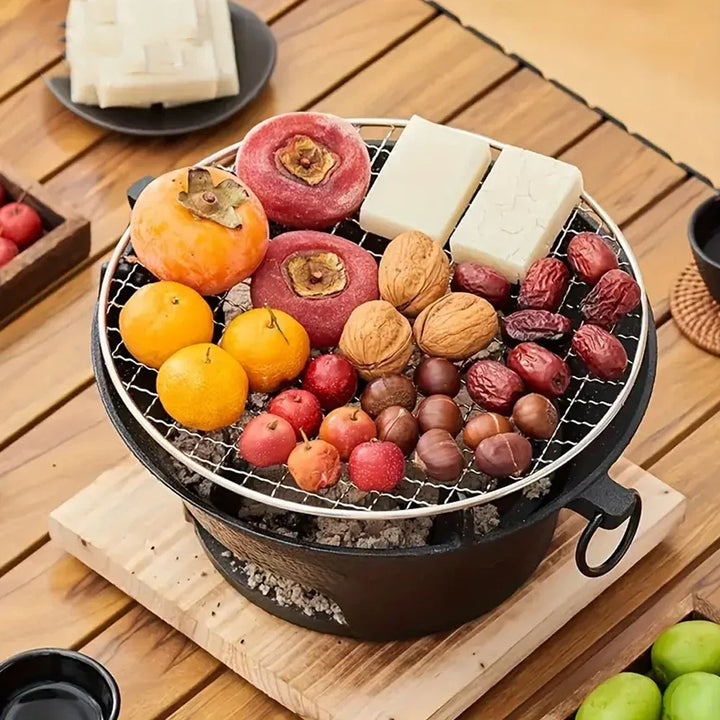Rustfritt stål BBQ grill bordplate støpejern kullgrill ovn | Skanto