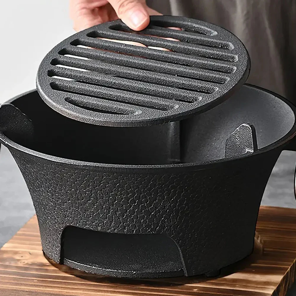 Rustfritt stål BBQ grill bordplate støpejern kullgrill ovn | Skanto