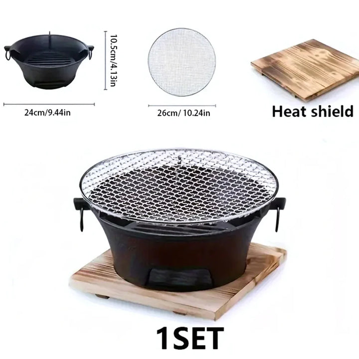 Rustfritt stål BBQ grill bordplate støpejern kullgrill ovn | Skanto