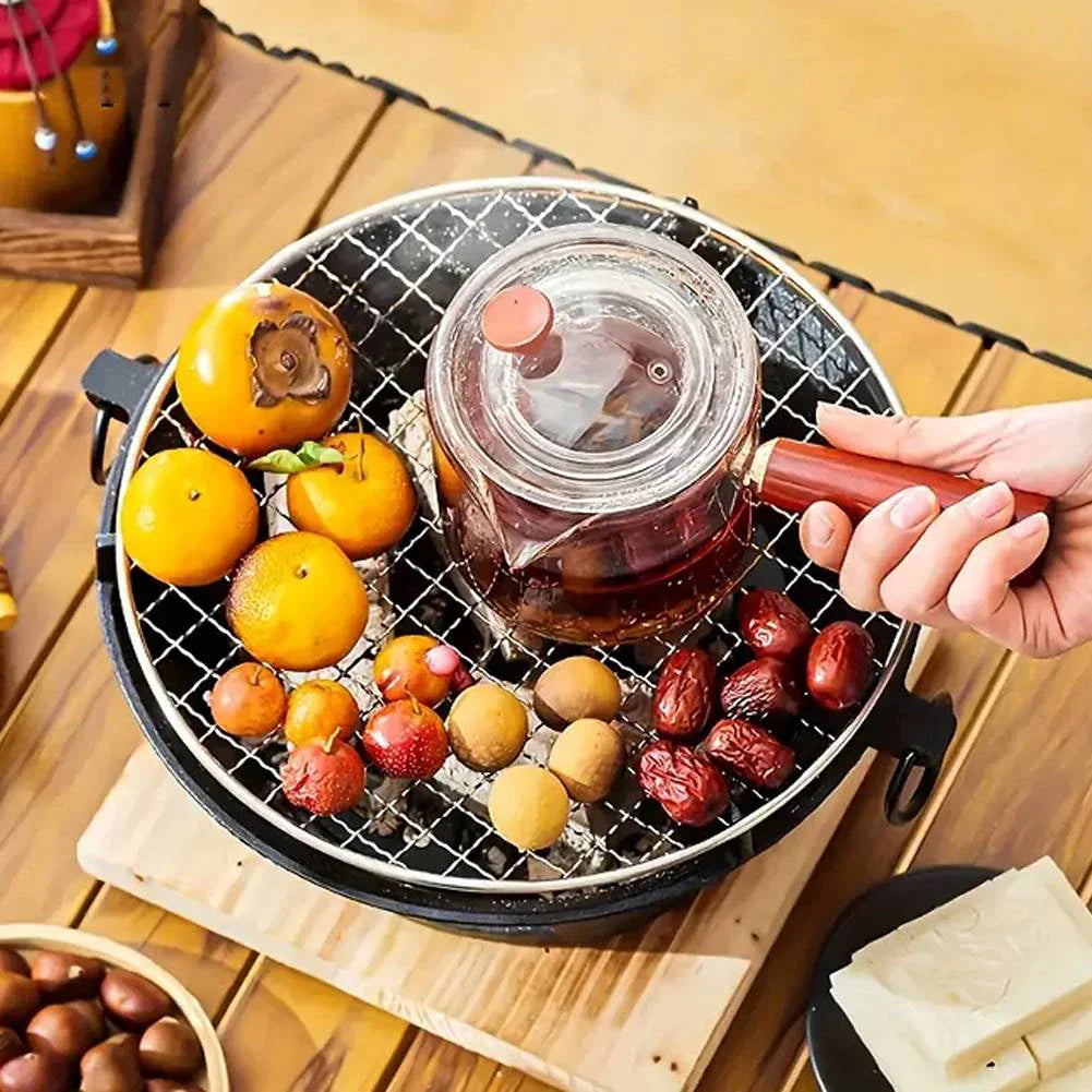 Rustfritt stål BBQ grill bordplate støpejern kullgrill ovn | Skanto