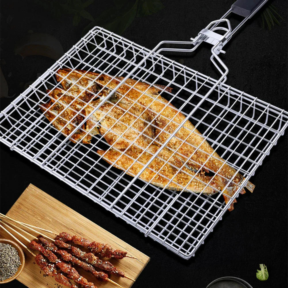 Rustfritt stål sammenleggbart grillnett klips firkantet grillnett avtakbart grill | Skanto