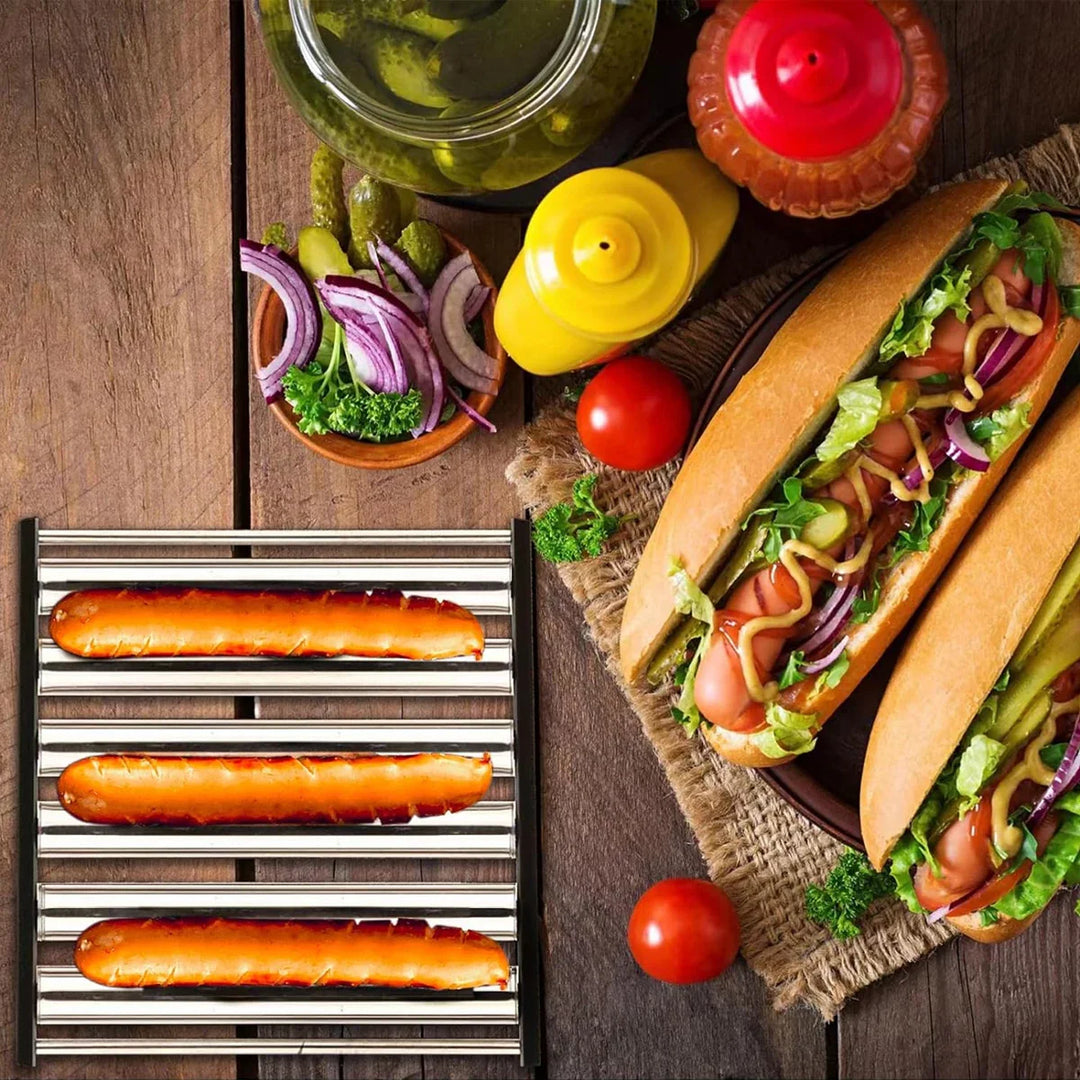 Rustfritt stål hotdog pølsegrill rullestativ grillverktøy | Skanto