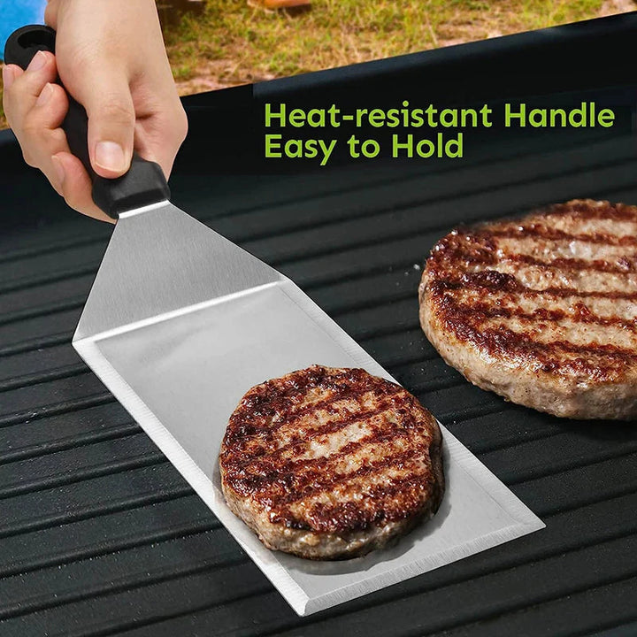 Rustfritt Stål Lang Grill Spatel med Kuttekant Skrapeverktøy | Skanto