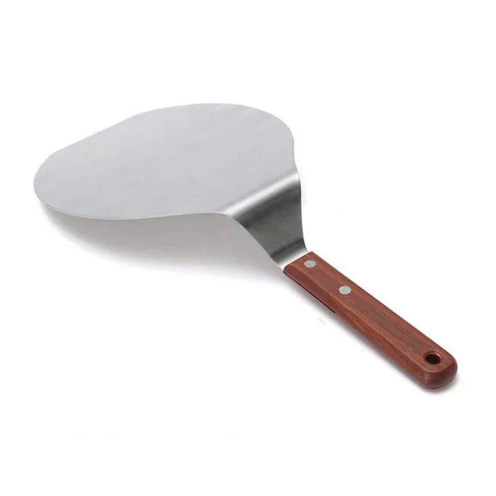 Rustfritt stål pizza spader med trehåndtak rund pizza spade | Skanto